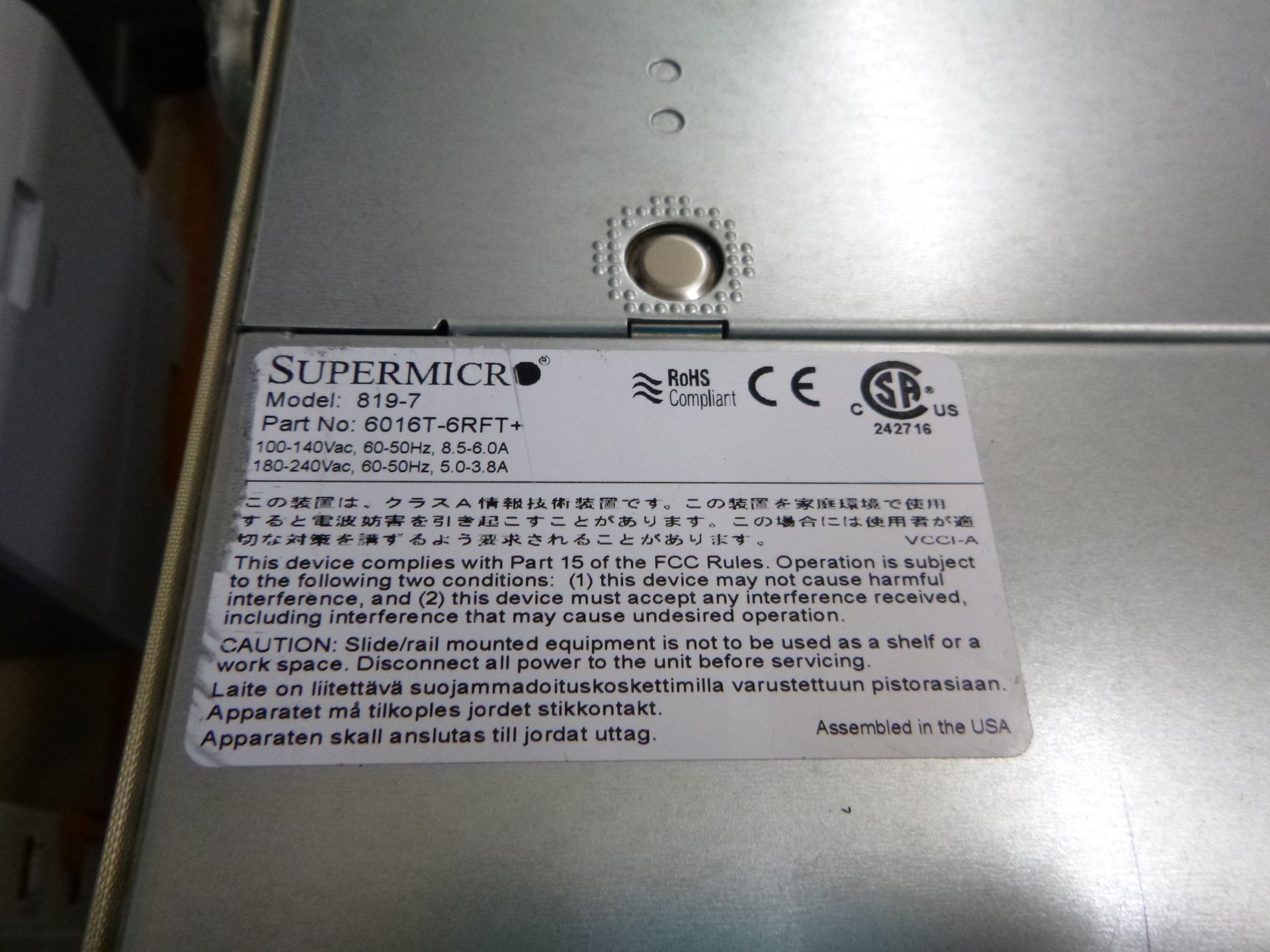 SUPERMICRO RACKMOUNT 1U SUPERSERVER 819-7. 2 X QUAD CORE 2.13GHZ (L5630). 48GB RAM, 4 X CADDIES- - Image 2 of 3