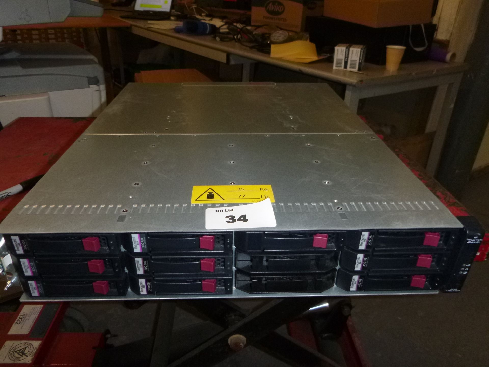 HP STORAGEWORKS MSA2000 HARD DRIVE ARRAY WITHOUT HARD DRIVES. THE HARD DRIVES HAVE ALL BEEN