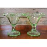 CERAMICS/ GLASS - A pair of vintage/ antique green