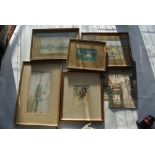 ARTWORK - A collection of 7 framed pieces, mostly