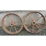 COLLECTABLES - A pair of 2 large antique cast iron