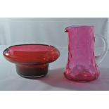 CERAMICS/ GLASS - A collection of 2 Ruby glass ite