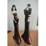 COLLECTABLES - A set of 2 tall modern ceramic figu