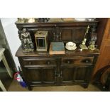 FURNITURE/ HOME - An antique rustic carved oak si