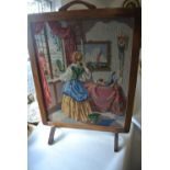 COLLECTABLES - An antique oak framed embroidered t