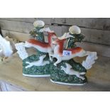 CERAMICS - A pair of antique Staffordshire spill v