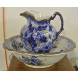 CERAMICS - An antique blue, white & gold patterned