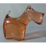 CERAMICS/ GLASS - A stunning pink glass Westie ter