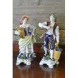 CERAMICS - A pair of antique Dresden figures, depi