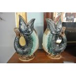 CERAMICS - A pair of antique ceramic Glug jugs (1