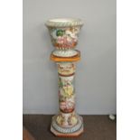 CERAMICS - An antique Capodiamonte jardiniere & st