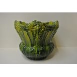 CERAMICS - A large antique Majolica green jardinie