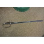 MILITARIA - An antique sword with butchers blade/