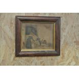 ARTWORK - An antique framed print of a stable scen