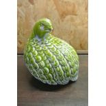 CERAMICS - An Oriental ceramic bird in green & blu