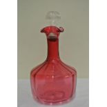 GLASS - An antique/ vintage Cranberry glass decant