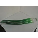 COLLECTABLES - A hand made large green glass leaf,