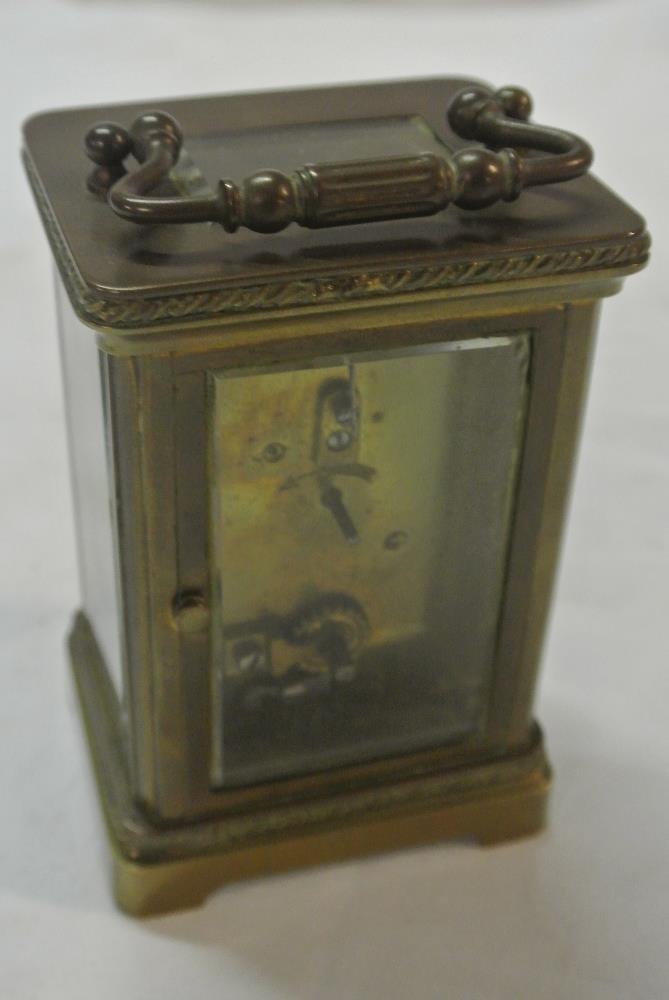 CLOCKS - An antique brass cased carriage clock, wi - Image 4 of 4