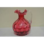 GLASS - An antique Ruby glass bottle/ jug with cle