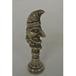 SILVER - An antique sterling silver Mr Punch wax s