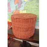 FURNITURE/ HOME - A hand woven pink circular pouff