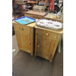 FURNITURE/ HOME - A pair of pine bedside lockers.