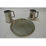 MILITARIA - An American Navy tankard & tray, along