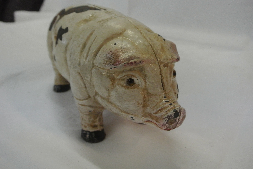 COLLECTABLES - An antique cast iron pig money box/ - Image 2 of 3