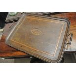 COLLECTABLES - An antique inlaid wooden tray with