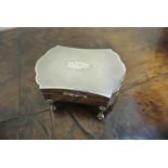 SILVER - A sterling silver trinket box with engine