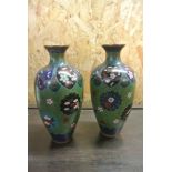 COLLECTABLES - A pair of Cloisonne vases, each mea