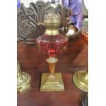 COLLECTABLES - A stunning antique ruby glass oil l