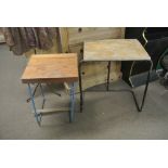 FURNITURE/ HOME - 2 vintage wooden topped school d