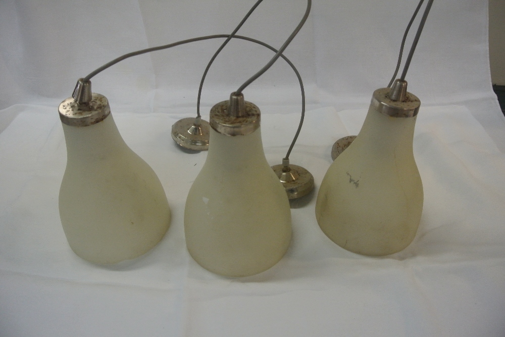 COLLECTABLES - A set of 3 frosted glass pendant li