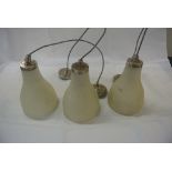 COLLECTABLES - A set of 3 frosted glass pendant li