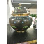 COLLECTABLES - An Oriental Cloisonne lidded urn, m