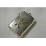 SILVER - A sterling silver vesta case with cricket