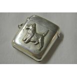 SILVER - A sterling silver vesta case with Irish T