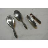 SILVER - An antique sterling silver backed 4 piece