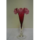 GLASS - An antique Ruby glass vase with decorative