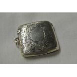 SILVER - A sterling silver square vesta case with