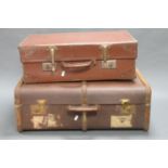 TWO WELL TRAVELLED VINTAGE SUITCASES