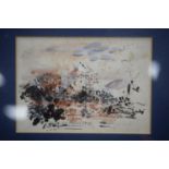 ORIGINAL PAINTING OF MOUNTAIN SCENE. Unsigned but believed to be Anton Sulek. 20cm x 14cm.