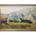 DRAKENSBERG LANDSCAPE, SOUTH AFRICA, HENRY BREDENKAMP, oil on board, signed, 75 cm x 49 cm.