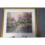 THOMAS KINKADE SIGNED LTD. ED. PRINT 'MAKE A WISH COTTAGE'. 143/390. Width 62cm.