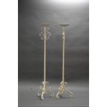 PAIR OF LARGE TWISTED METAL CANDLE HOLDERS. Height 107cm.