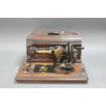 JONES' VINTAGE SEWING MACHINE WITH BOX.