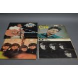 FOUR RECORDS, "WITH THE BEATLES", "BEATLES FOR SALE", "CLIFF" AND "ELVIS PRESLEY'S GREATEST HITS"