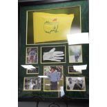 LARGE FRAMED SIGNED GOLF GLOVE BY THE LATE SEVE BALLESTEROS. 82cm by 109cm.