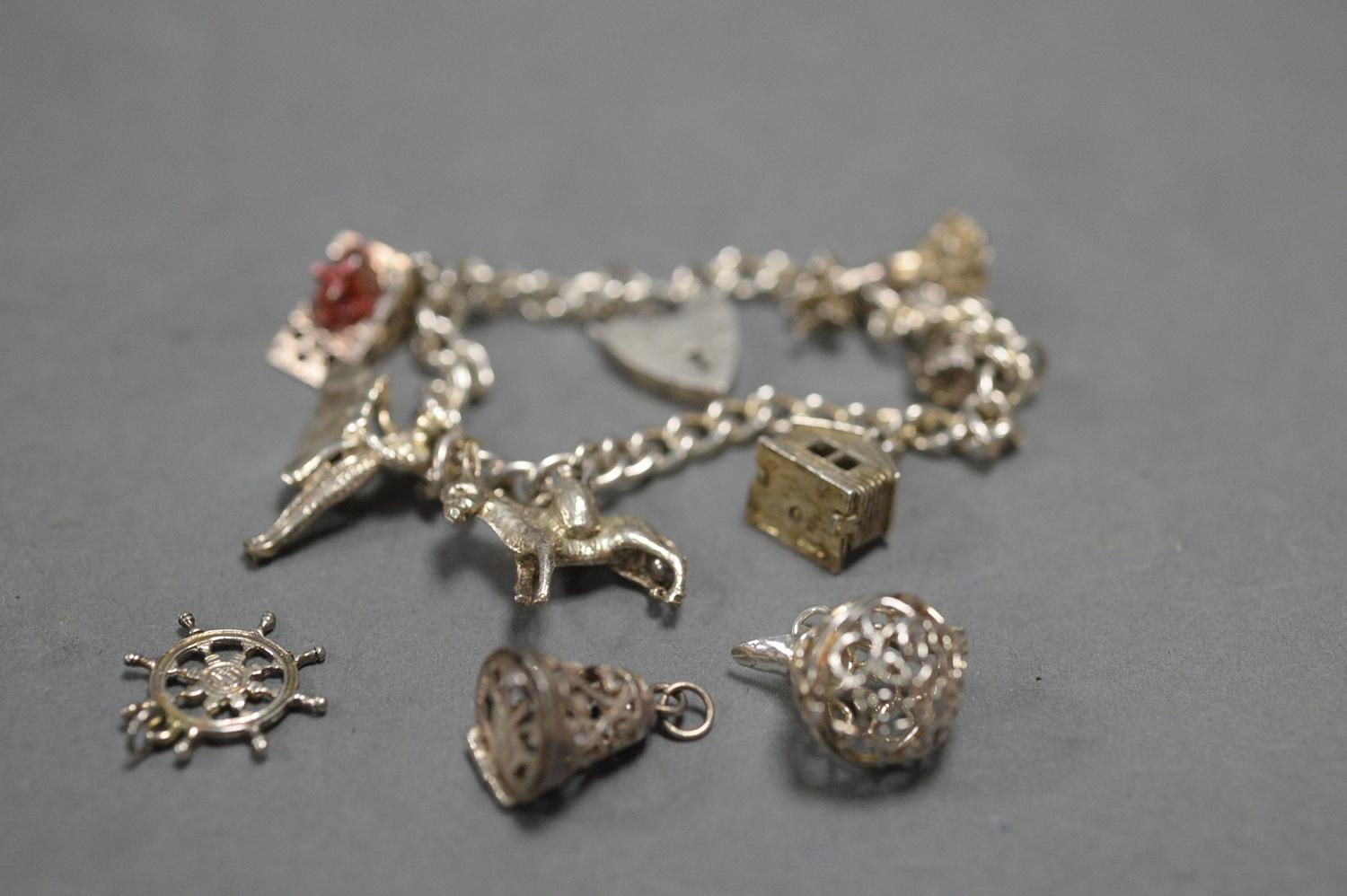 STERLING SILVER CHARM BRACELET. Total weight 43g - Image 2 of 2